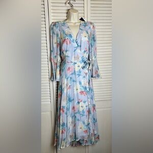 Polo Ralph Lauren Floral Wrap Dress 8 NWT $498 Viscose Midi Lined Elegant
